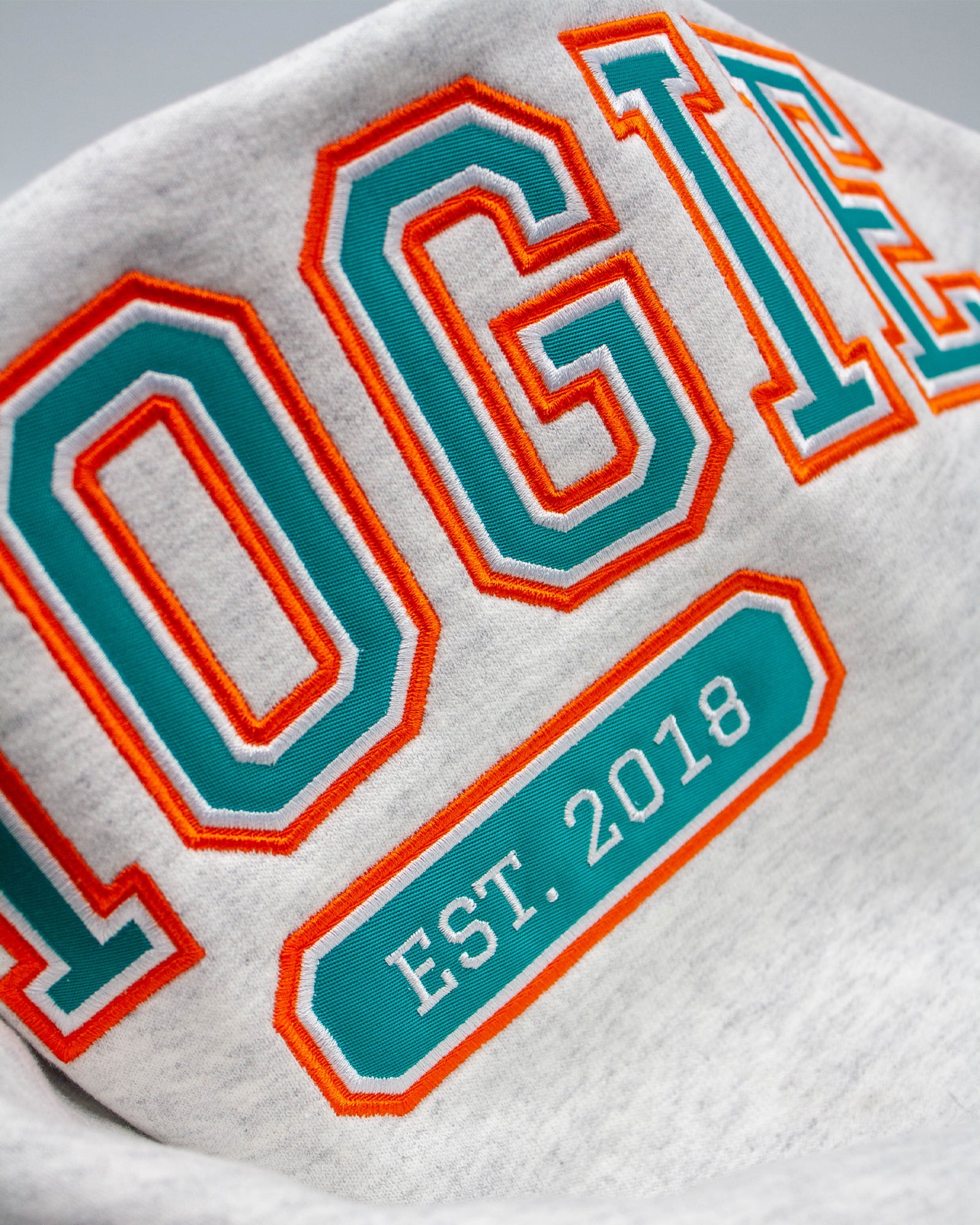 Varsity Crewneck | Heather Grey - Teal & Orange