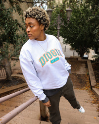 Varsity Crewneck | Heather Grey - Teal & Orange