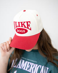 I like dogs | 5-Panel Arc Hat | Cream and Red