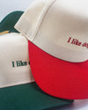 I like dogs. | 5 Panel Hat | Cream & Red