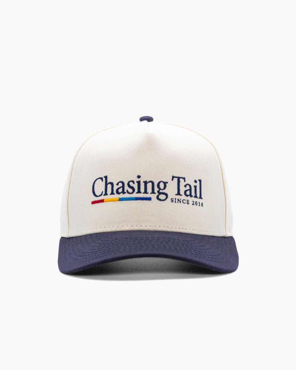 Chasing Tail | 5 Panel Hat | Cream & Navy – Diogie