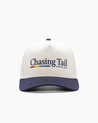 Chasing Tail | 5 Panel Hat | Cream & Navy