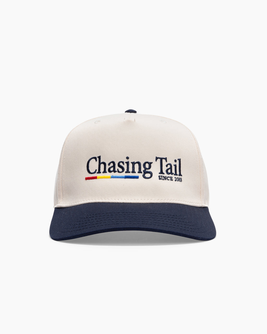 Chasing Tail | 5 Panel Hat | Cream & Navy