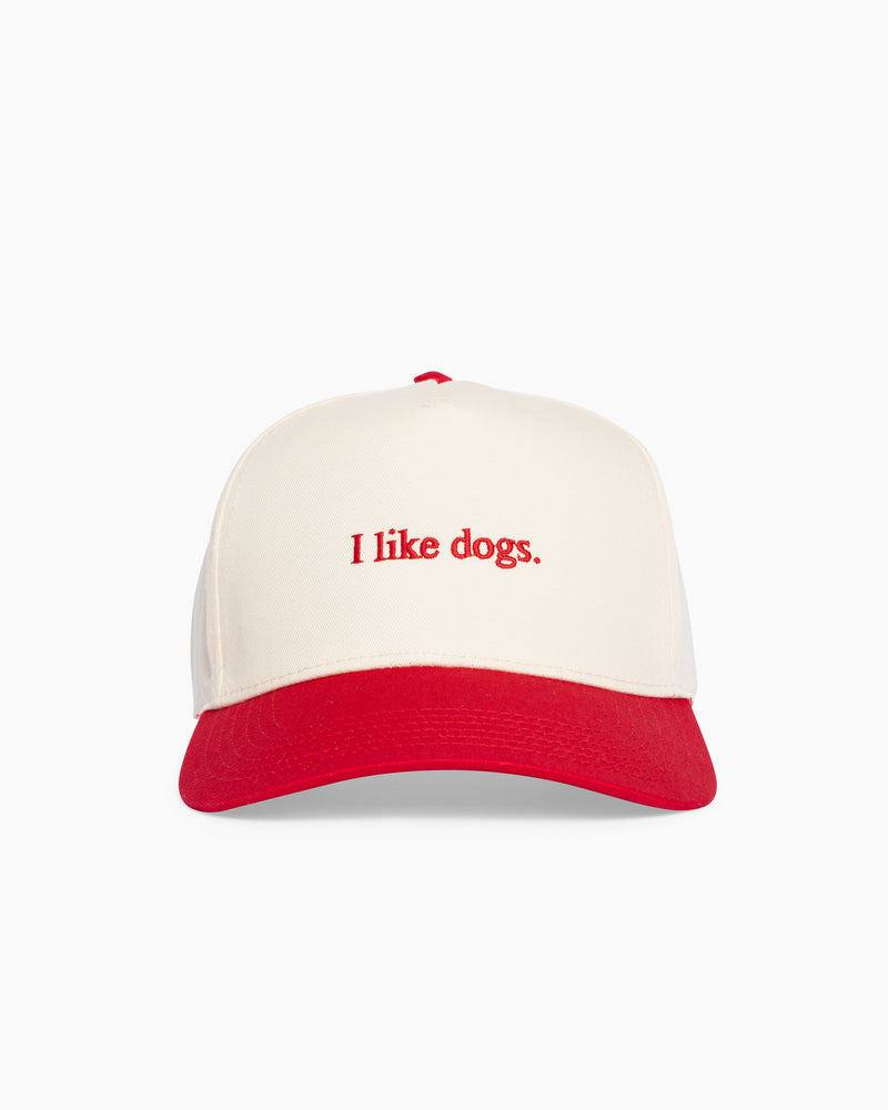 I like dogs. | 5 Panel Hat | Cream & Red
