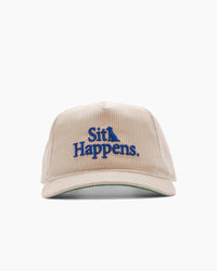 Sit Happens. | 5-Panel Unstructured Corduroy Hat | Cream