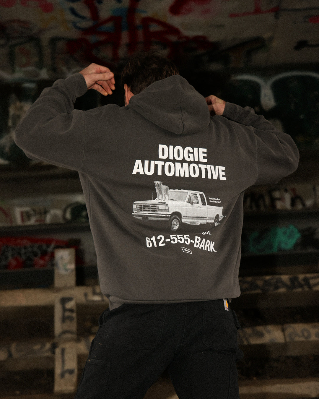 Diogie Automotive Hoodie | Faded Black