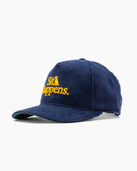 Sit Happens. | 5-Panel Unstructured Corduroy Hat | Navy