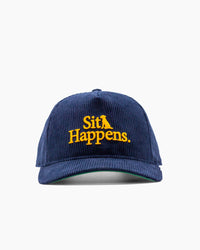 Sit Happens. | 5-Panel Unstructured Corduroy Hat | Navy