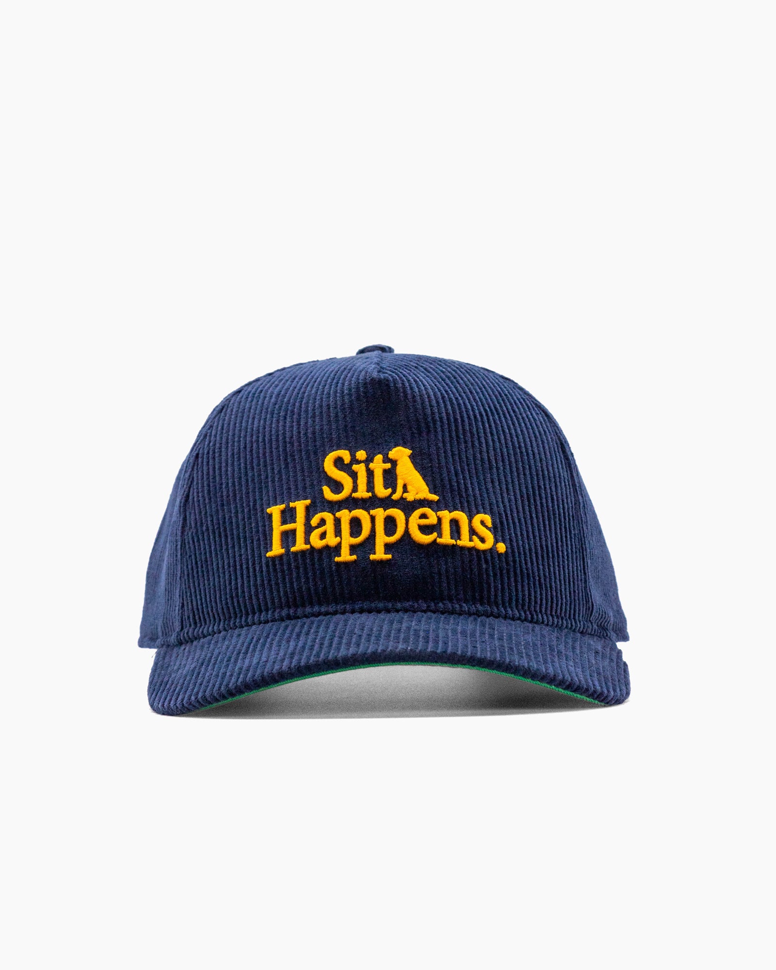 Sit Happens. | 5-Panel Unstructured Corduroy Hat | Navy