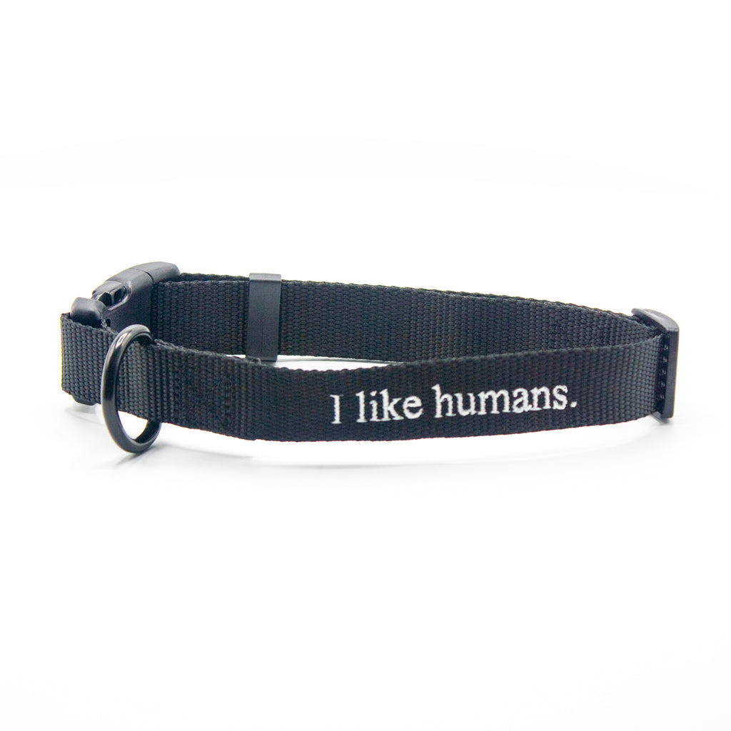 I like humans. | Dog Collar | Black