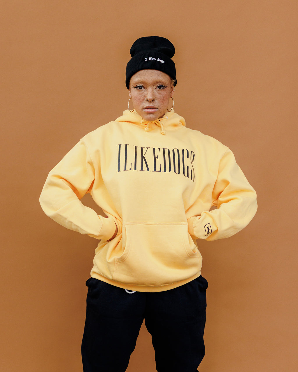 I LIKE DOGS | Hooded Sweatshirt | Peach