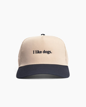 I like dogs. | Trucker Hat | Tan & Black