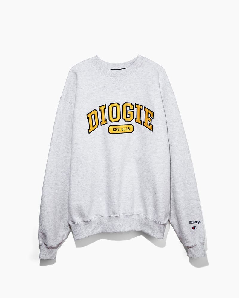 Varsity Crewneck Heather Grey Gold Black Diogie