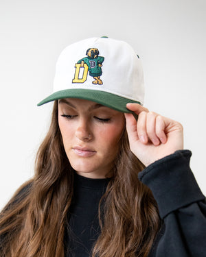 Diogie University | 5-Panel Unstructured Hat | White and Green